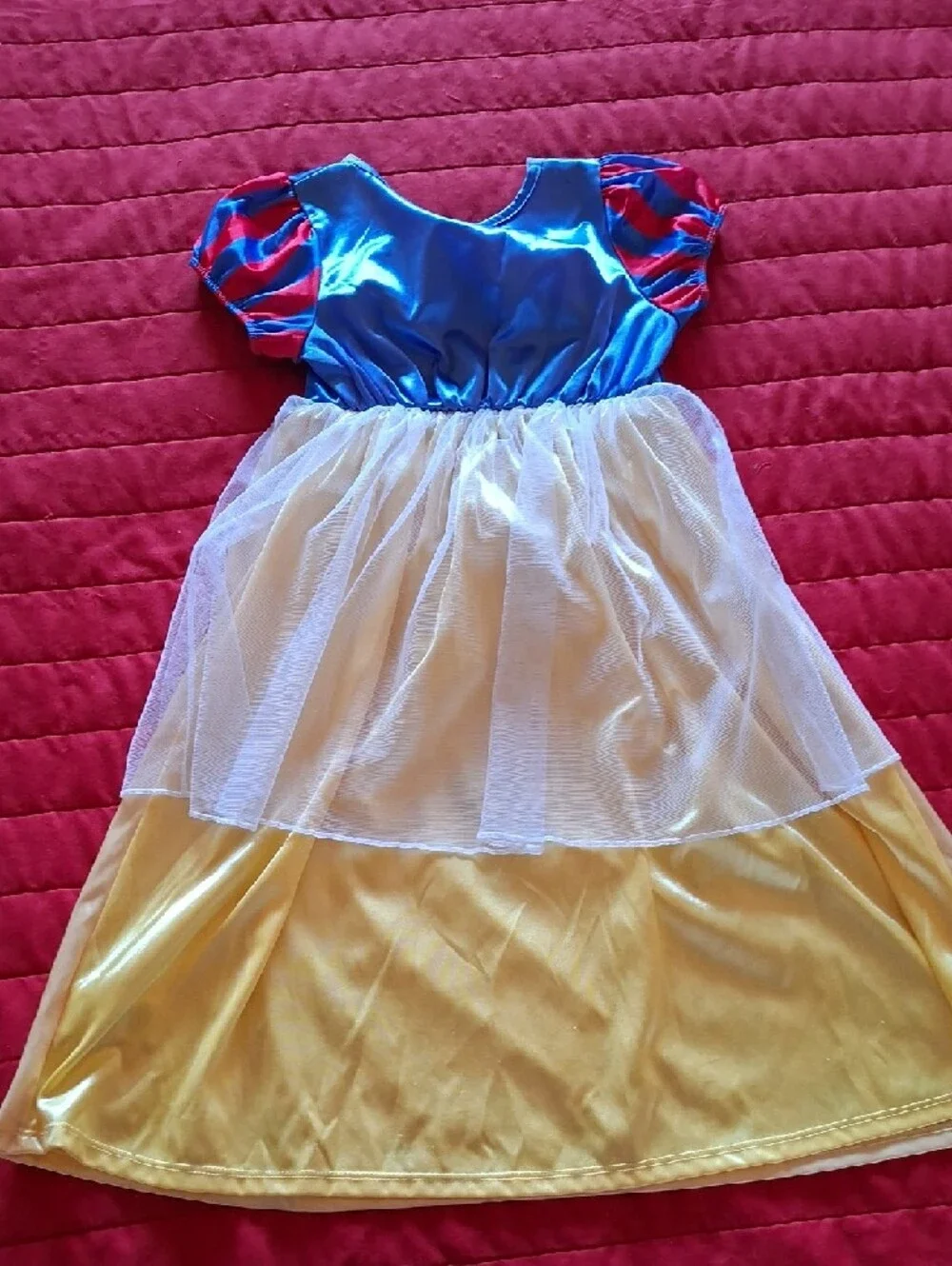 Disney Girls Snow Princess Costume Dress in Blue, Yellow, Red - Picture 3 of 3